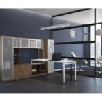 Elements Office Desk with Hutch Cabinet - Package 2-MO - Modern Walnut