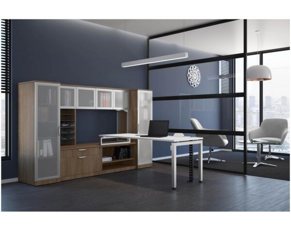 Elements Office Desk with Hutch Cabinet - Package 2-MO - Modern Walnut Elements Office Desk with Hutch Cabinet - Package 2-MO - Modern Walnut