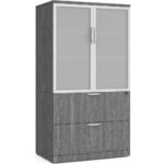 Locking Storage Cabinet and Lateral File Combo Unit with Glass Doors - PL152(1)/PL152SGD-A1(2)/PL112(1) +$1,159.00